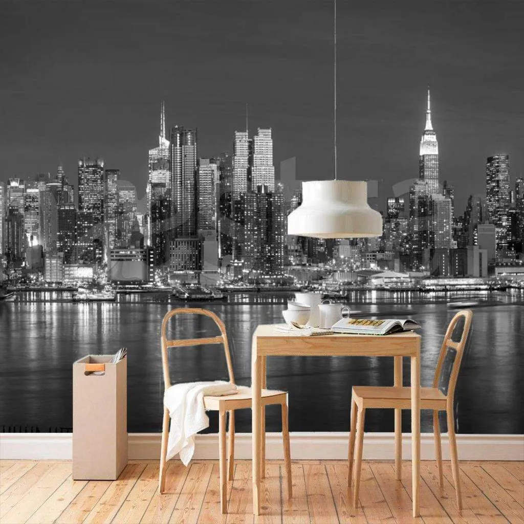 Фотообои Нью Йорк черно белый набережная  9-800