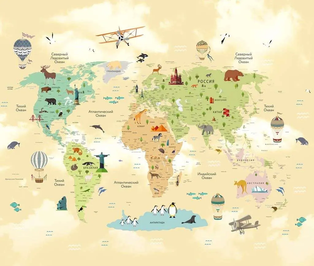 Фотообои в интерьере бежевая карта  14-170 фото