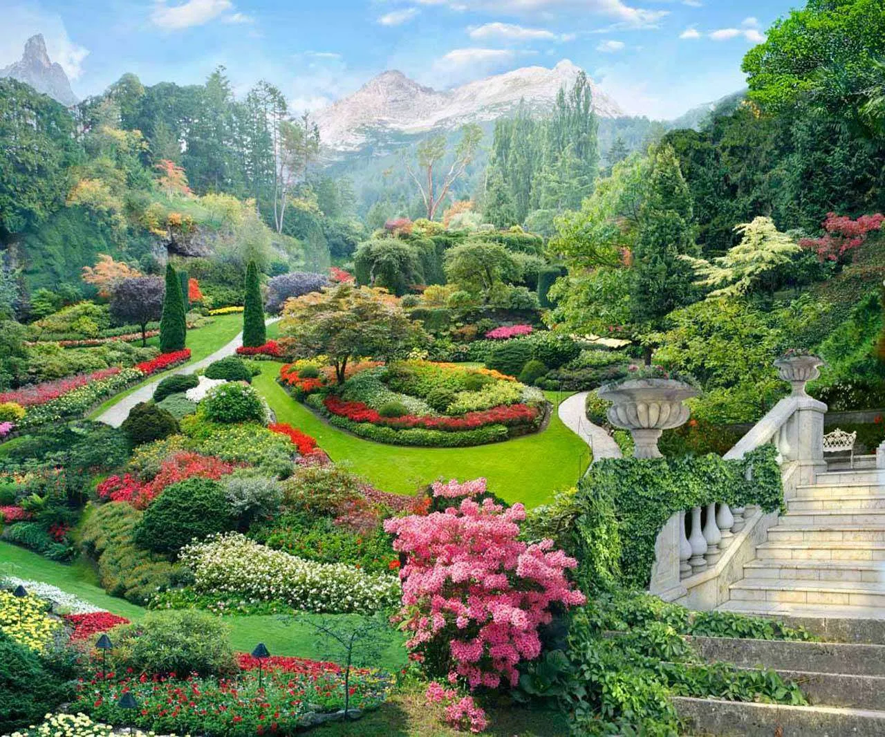 Фотообои в интерьере вид на парк и озеро  7-153 фото