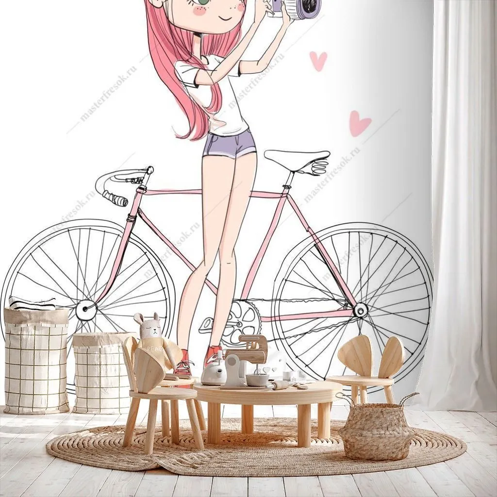 Фотообои Девушка возле велосипеда  12-1256