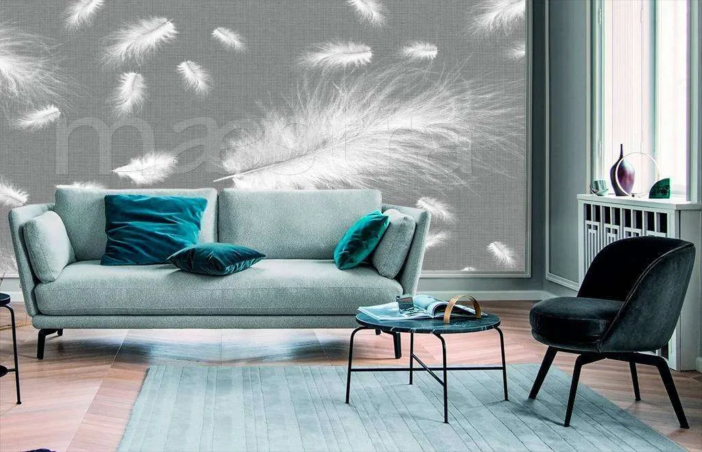 Фотообои Перо на сером фоне  7-940