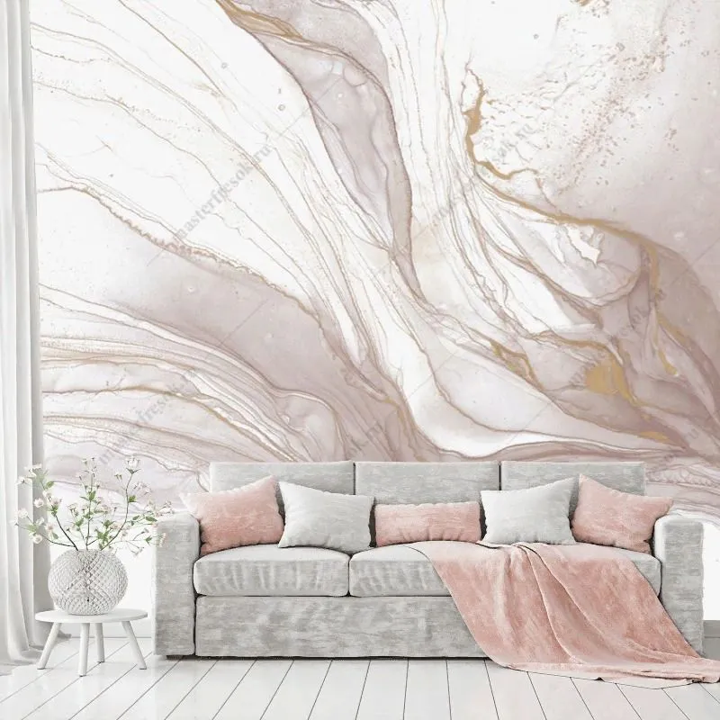 Фотообои в интерьере флюид арт слоновая кость   14-705 фото