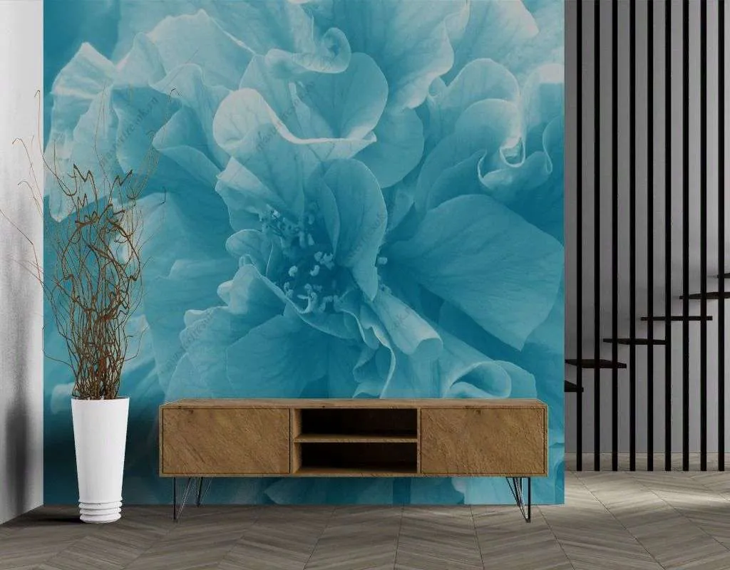 Фотообои в интерьере голубой пион  9-1652 фото
