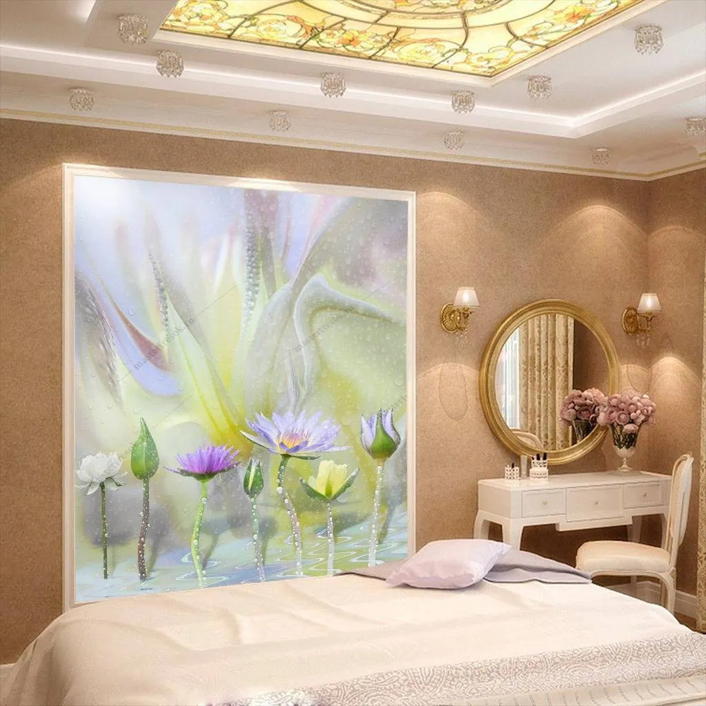 Фотообои в интерьере картина акварелью  13-139 фото