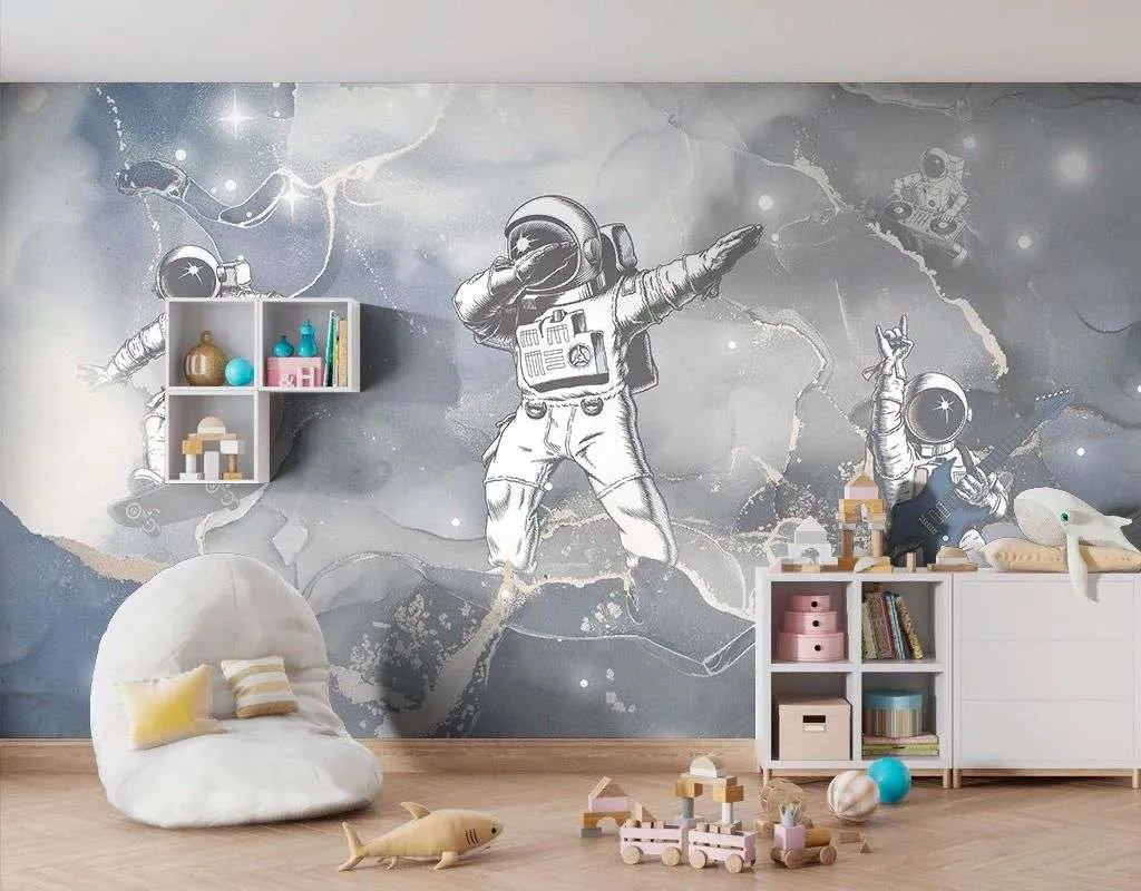 Фотообои в интерьере детские. космонавты в космосе  12-1630 фото