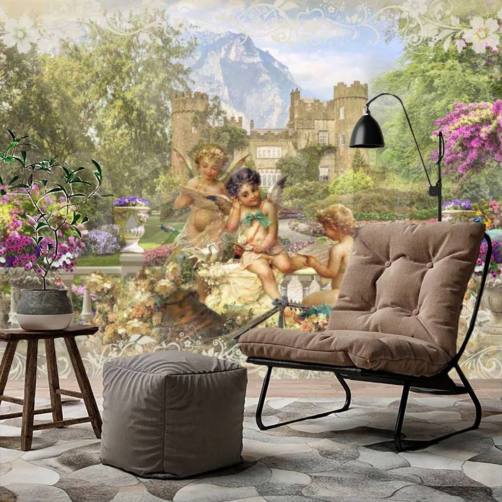 Фотообои в интерьере ангелы на фоне природы  7-400 фото