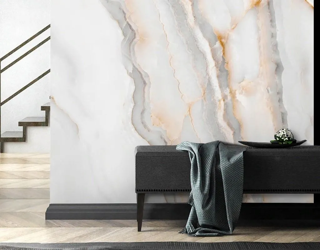 Фотообои в интерьере мрамор белый с золотом  9-2065 фото