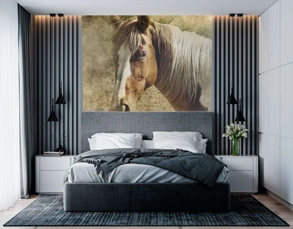Фотообои в интерьере грустный конь  17-4325 фото