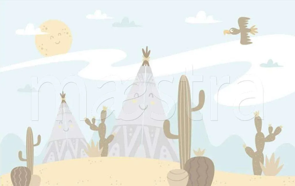 Фотообои в интерьере долина кактусов  15-244 фото