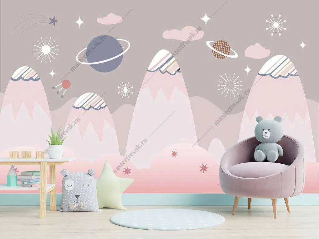 Фотообои в интерьере планеты в горах  14-034 фото