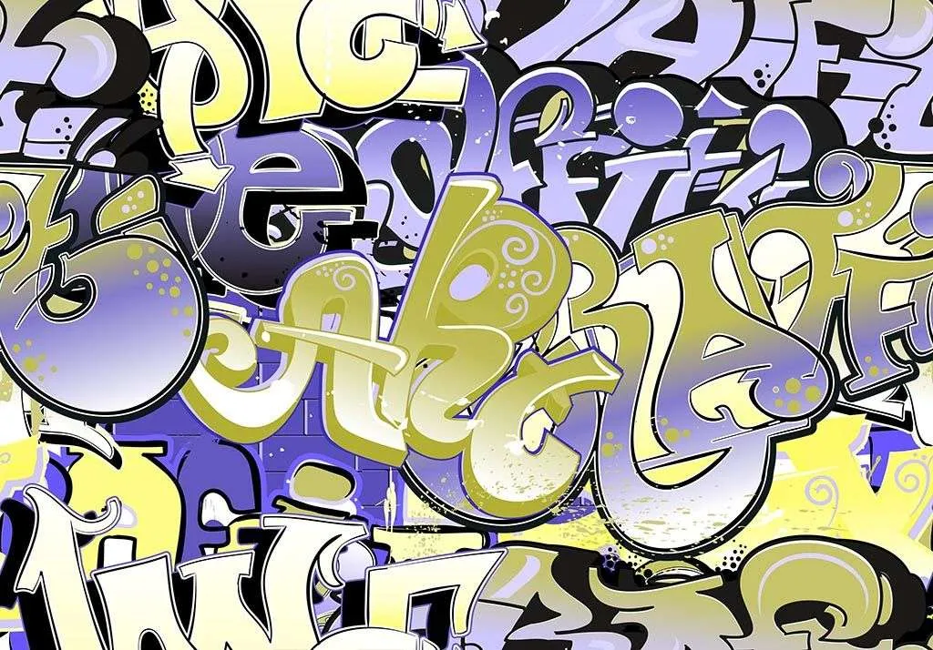 Фотообои в интерьере графити современные  12-1281 фото