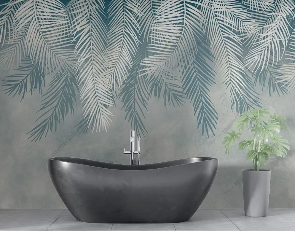 Фотообои в интерьере листья тропические  9-1463 фото