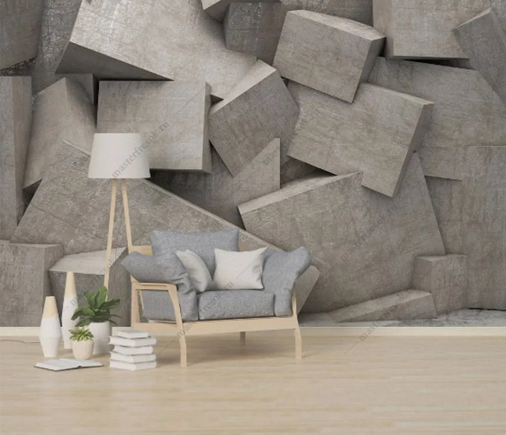 Фотообои в интерьере серая геометрия  15-814 фото