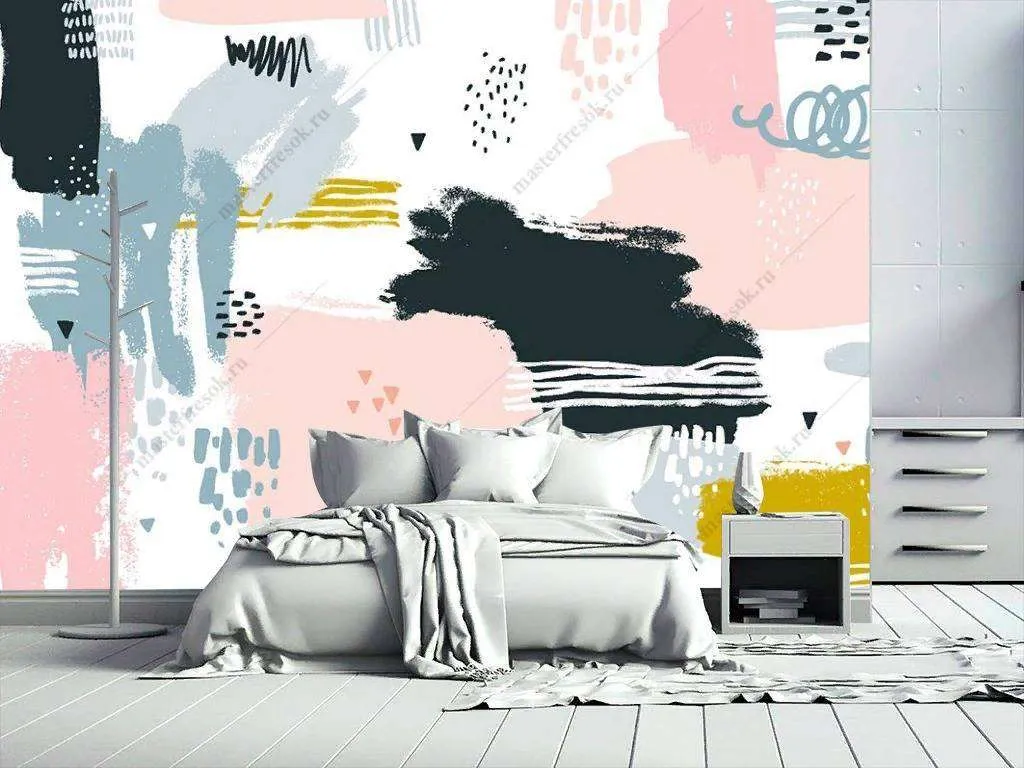 Фотообои в интерьере мазки кистью  9-1130 фото