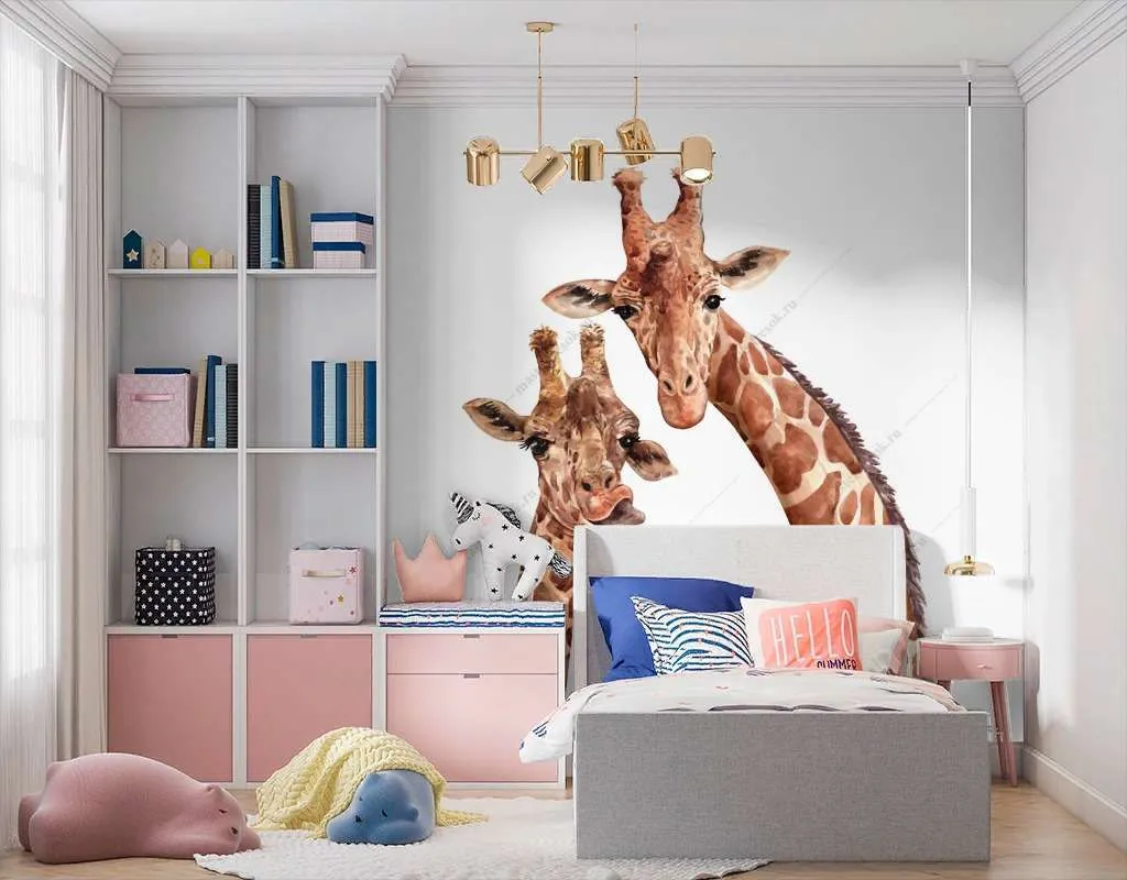 Фотообои Бесшовные обои на стену:  Семья жирафов. Артикул: 14-463  