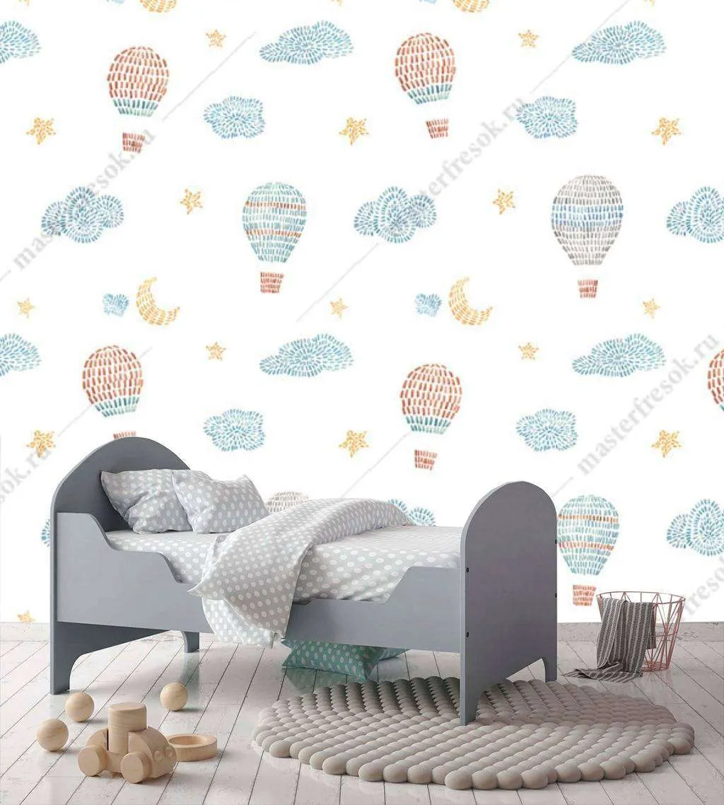 Фотообои в интерьере воздушные шары и облака  12-660 фото