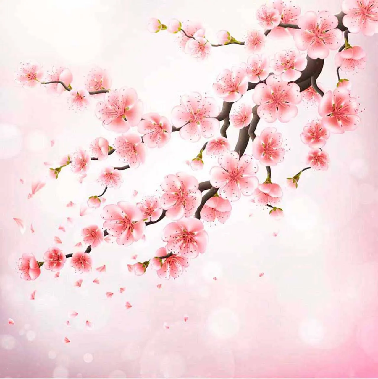 Фотообои в интерьере нарисованная сакура  10-042 фото