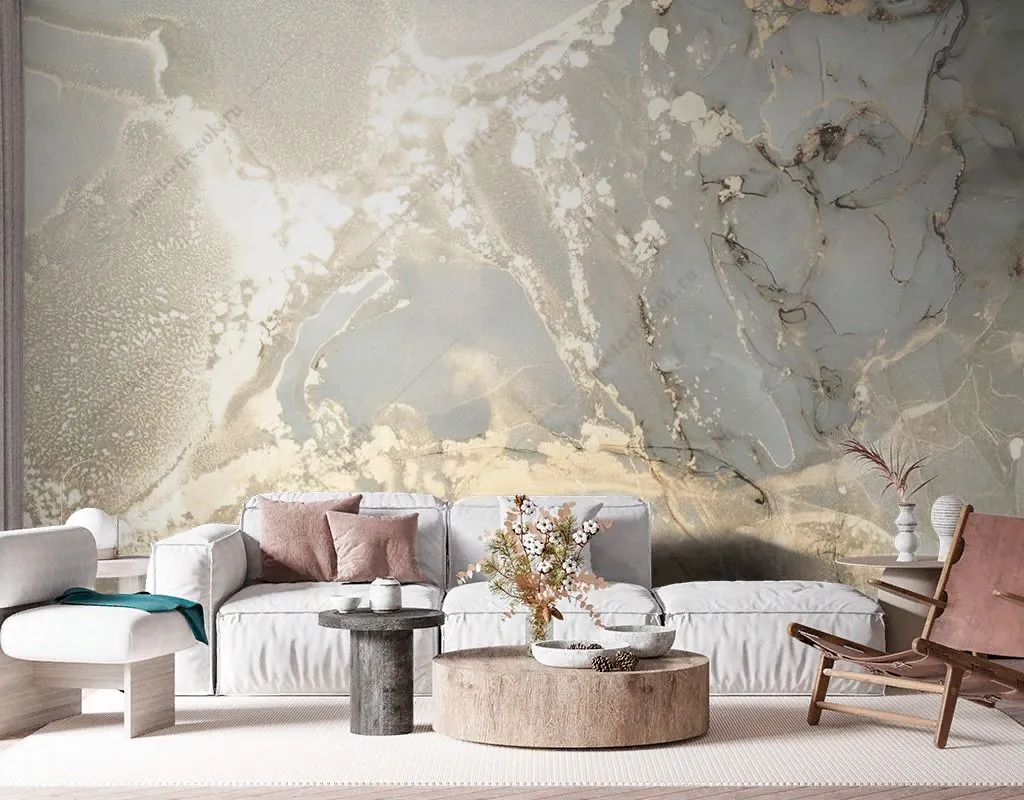 Фотообои в интерьере мрамор с золотыми прожилками  9-1777 фото