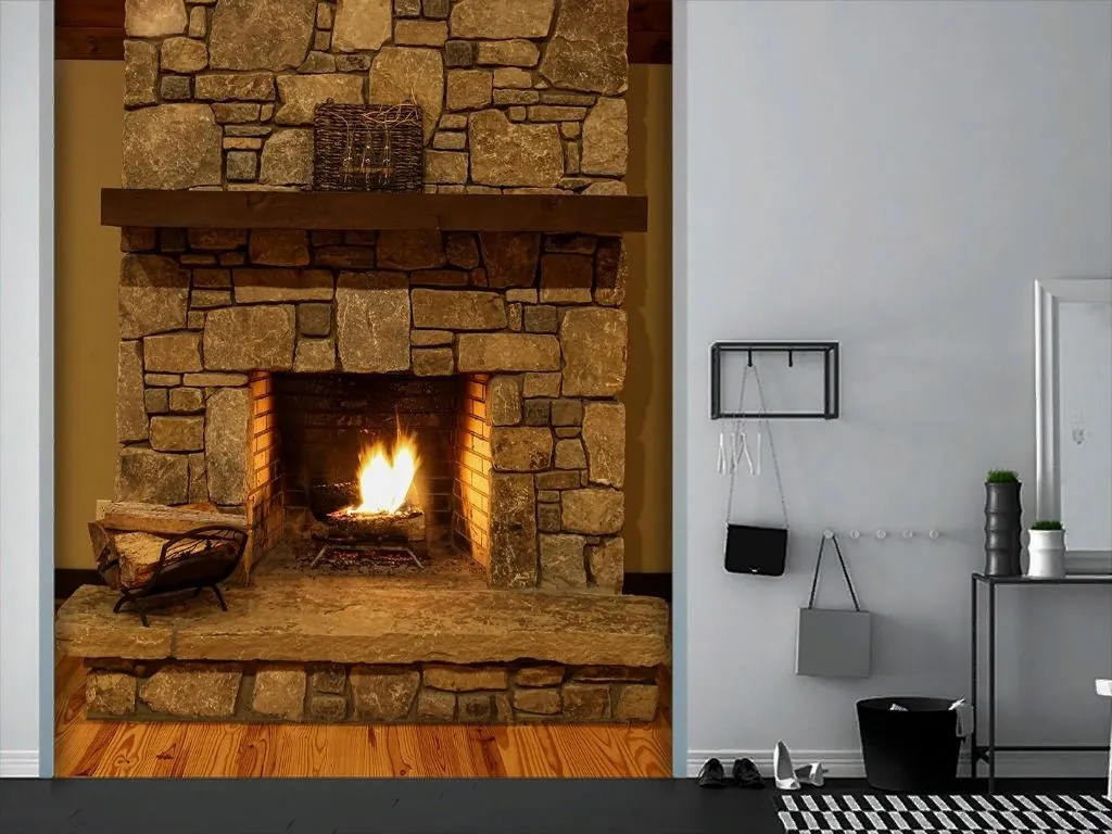 Фотообои в интерьере камин в спальне  9-2014 фото