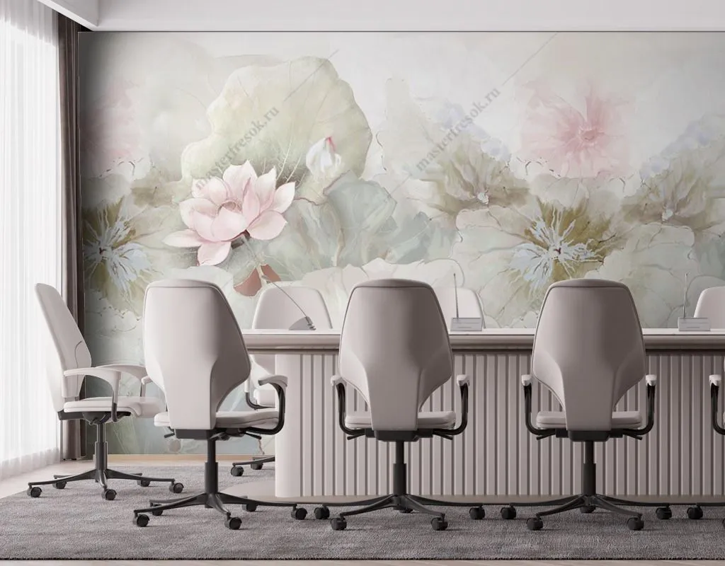 Фотообои в интерьере цветки лотоса  14-477 фото