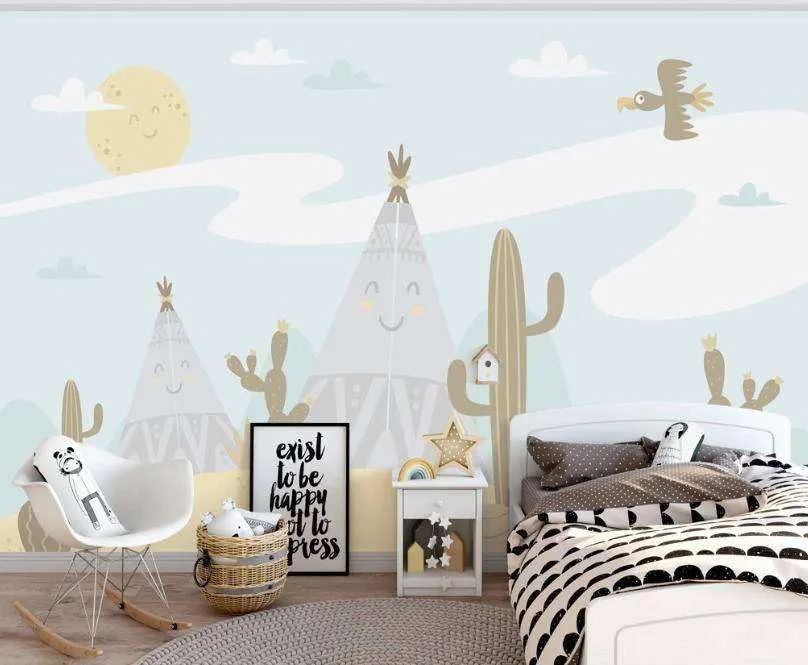 Фотообои в интерьере горы и кактусы  15-134 фото