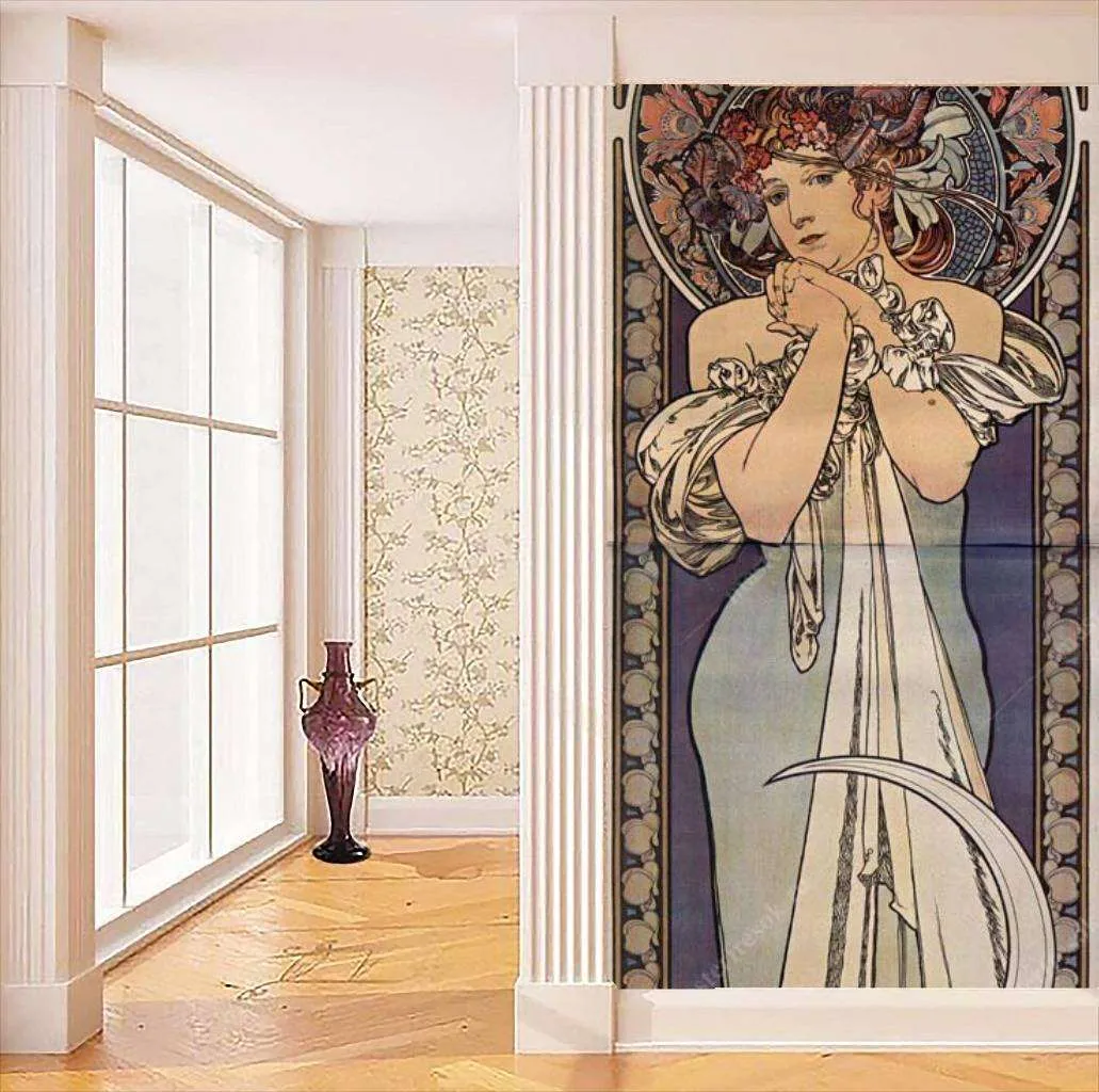 Фотообои Бесшовные обои на стену:  Альфонс Мариа Муха - Сара Бернар. Артикул: 8-225  