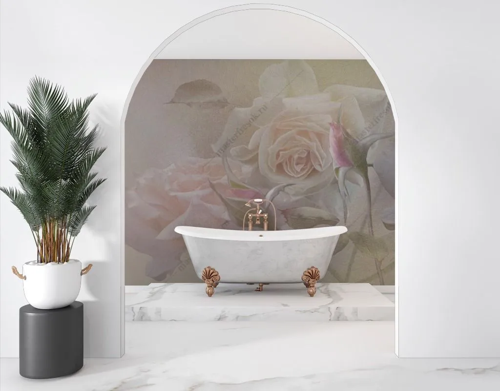 Фотообои в интерьере розы в тумане  13-429 фото