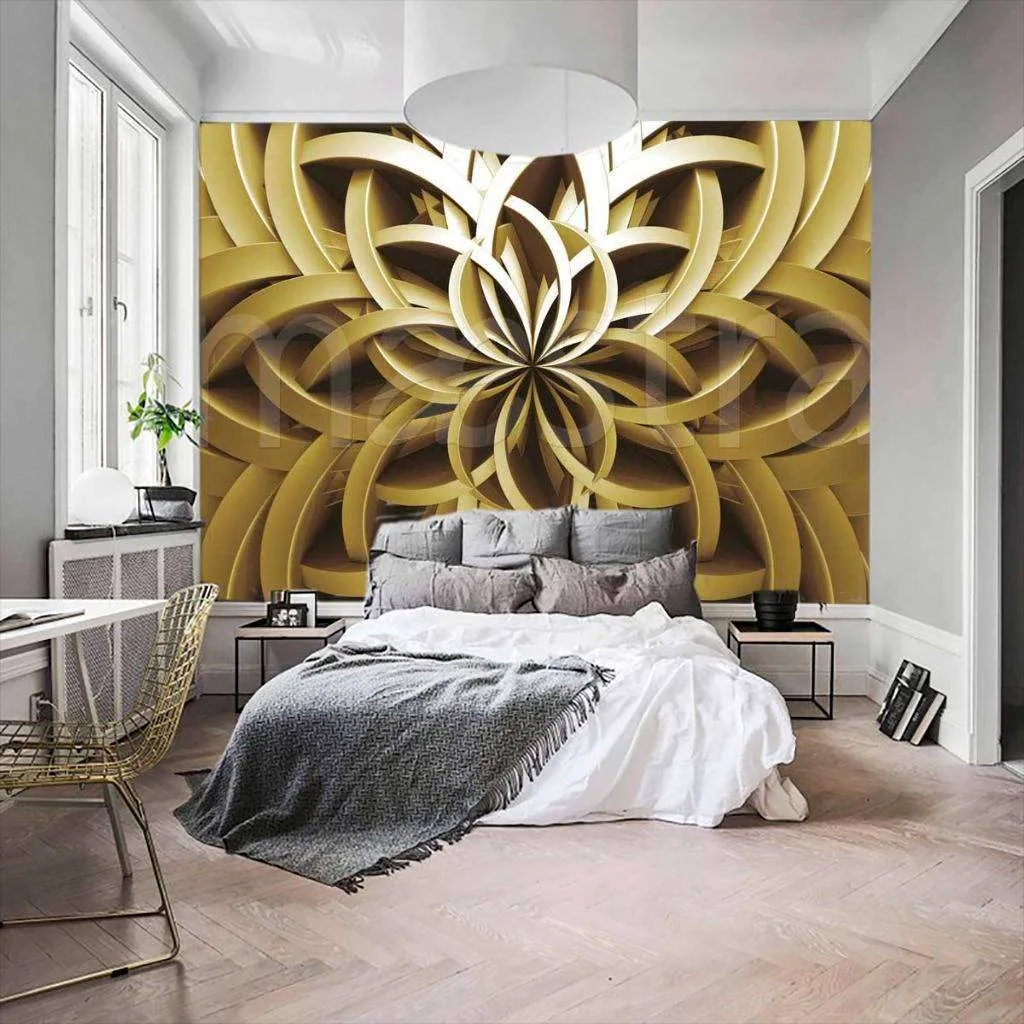 Фотообои в интерьере 3д абстракция цветочный орнамент  9-024 фото