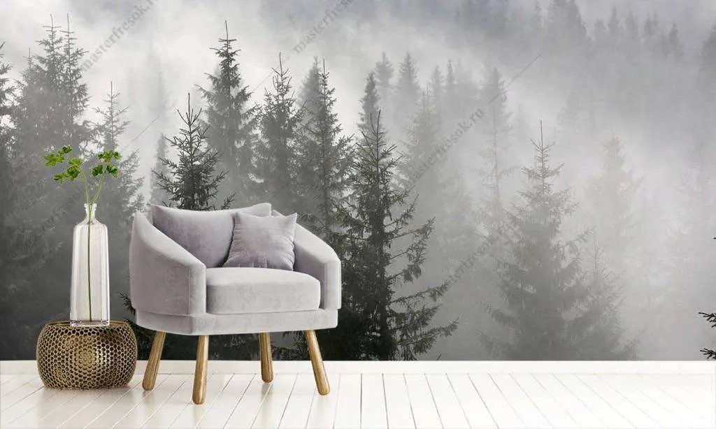 Фотообои в интерьере туманный рассвет  9-1167 фото