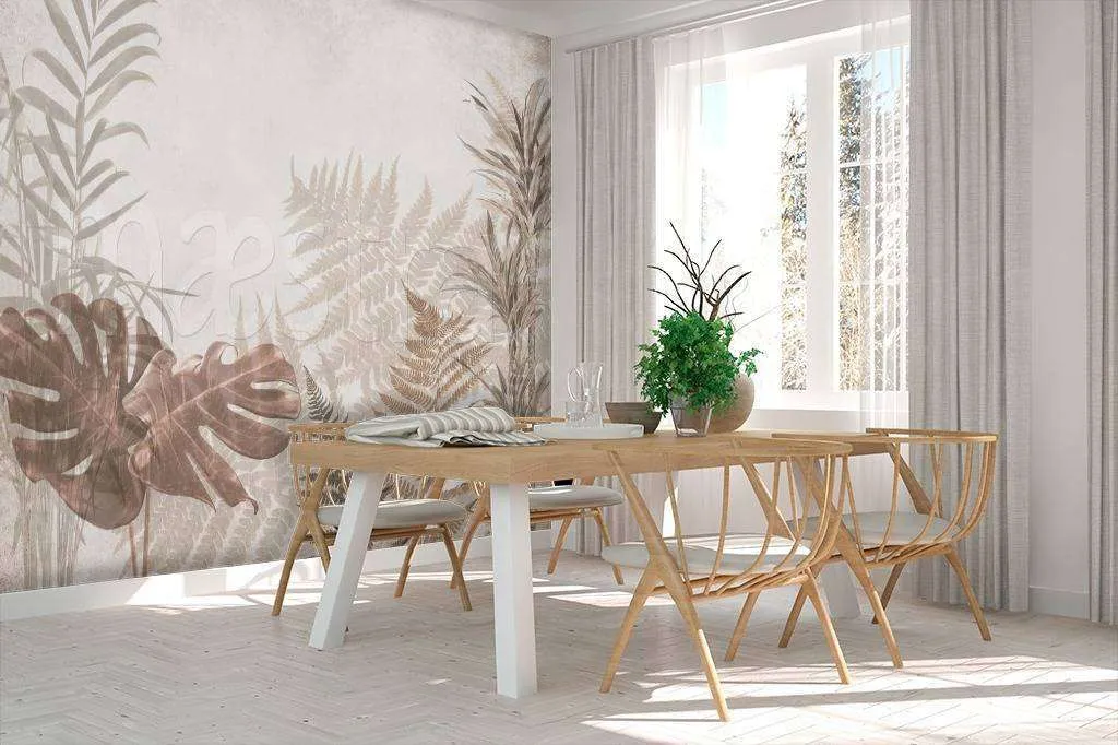 Фотообои Бесшовные обои на стену:  Листья тропические. Артикул: 7-784  