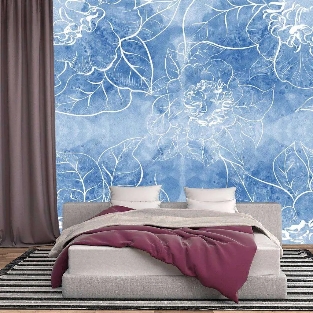 Фотообои в интерьере голубые розы  9-1178 фото