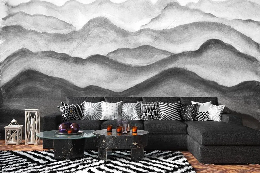 Фотообои Серые 3д волны  9-1366