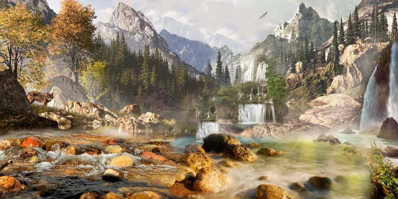 Фотообои в интерьере суровая красота алтая  5-042 фото