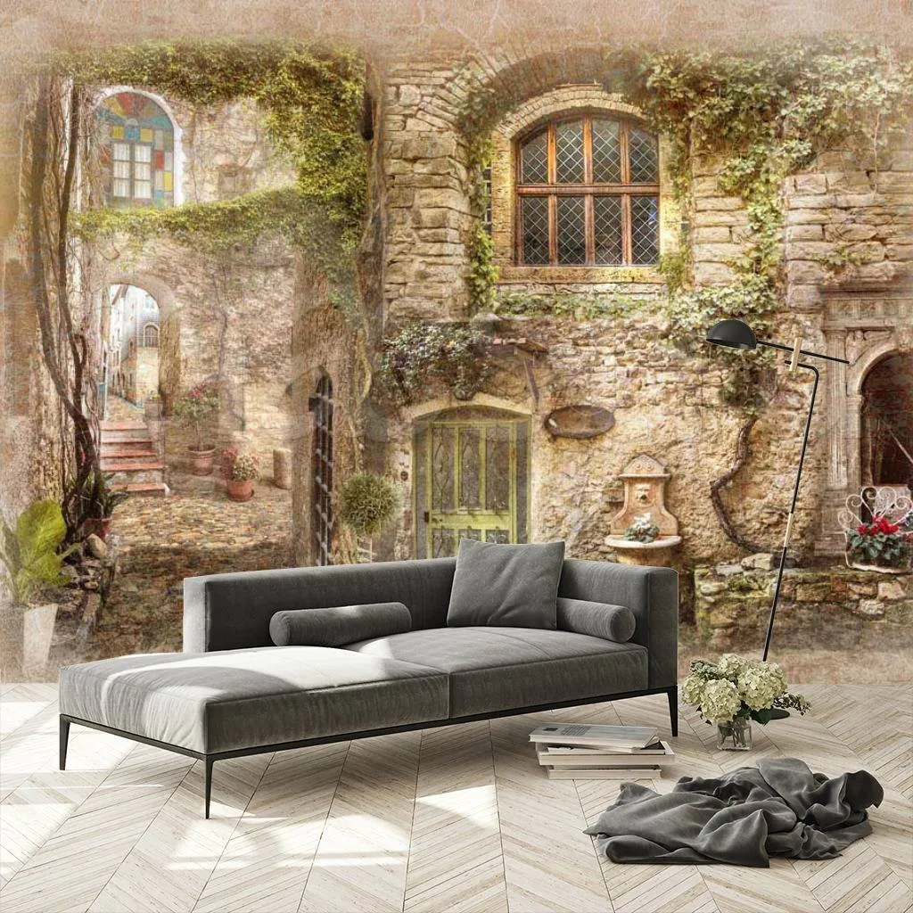 Фотообои в интерьере средневековая улочка в соренто  7-332 фото