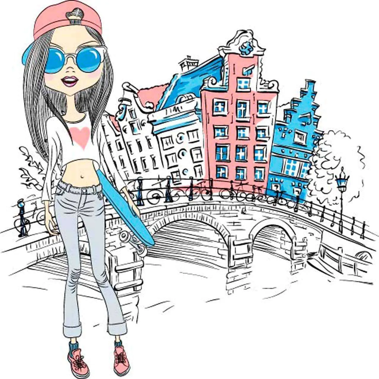 Фотообои в интерьере девочка в городе  12-492 фото