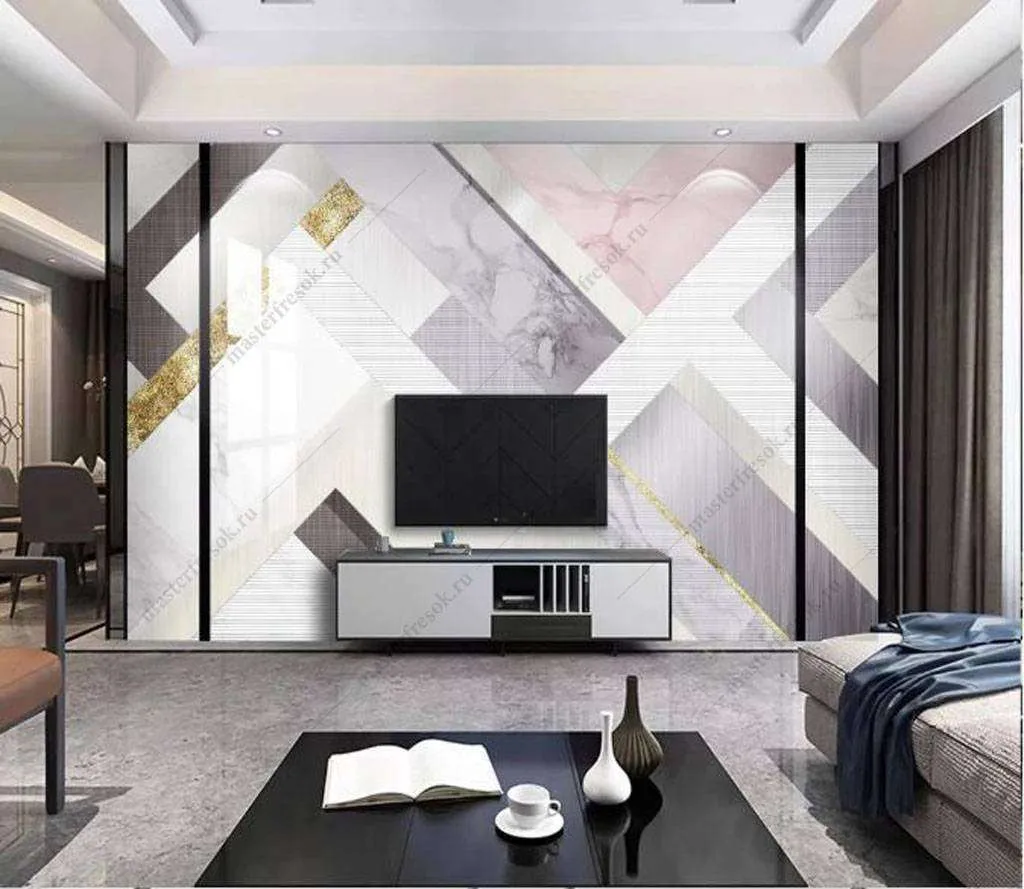 Фотообои в интерьере мраморная стена  16-134 фото