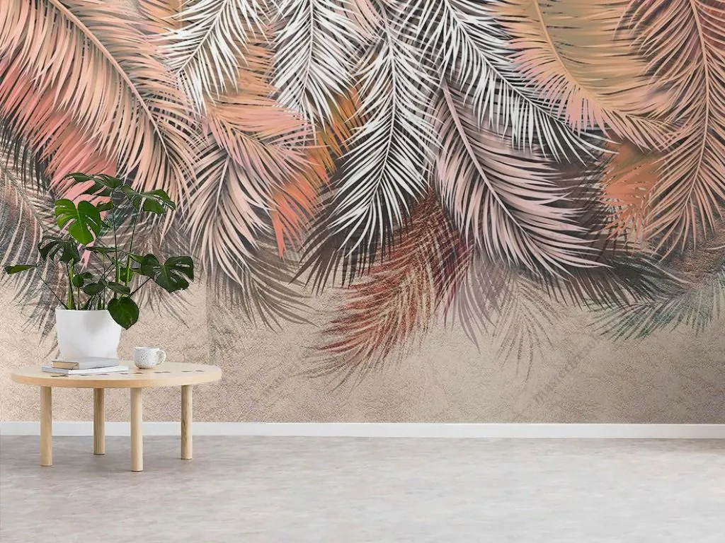 Фотообои в интерьере пушистые листья осенние  9-1846 фото