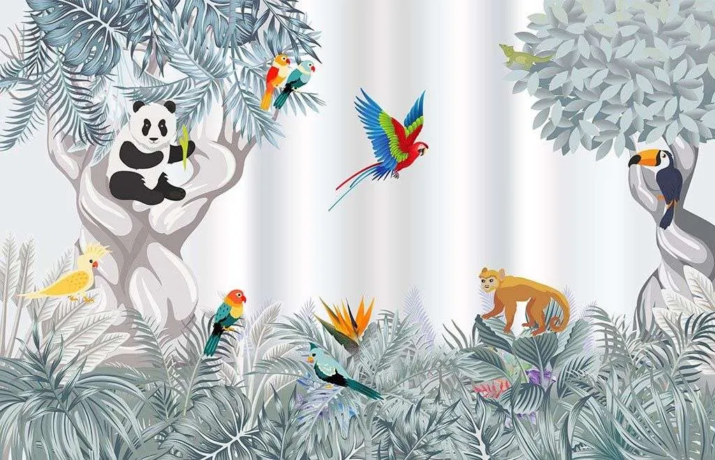 Фотообои в интерьере яркие тропики в детскую  12-1555 фото