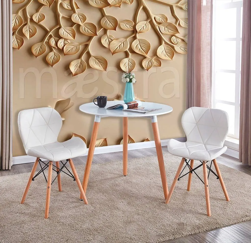 Фотообои в интерьере барельеф на стене с листьями  10-447 фото