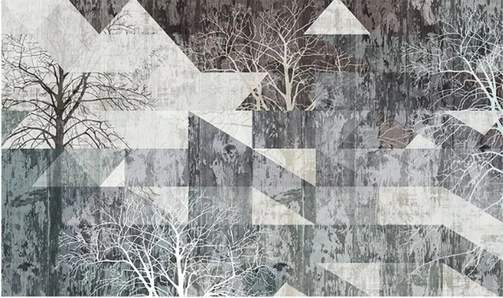 Фотообои в интерьере деревья в геометрии  15-835 фото