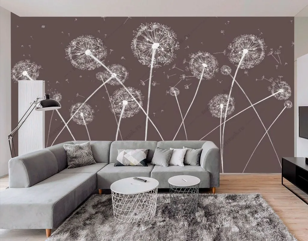 Фотообои Одуванчики на коричневом фоне  14-528