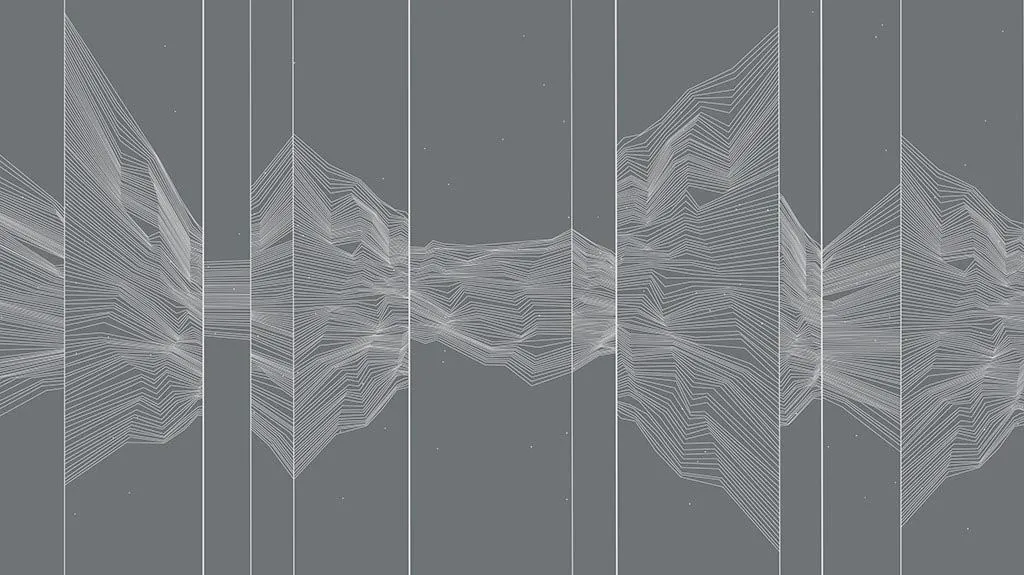 Фотообои в интерьере тонкие линии на сером фоне  9-1458 фото