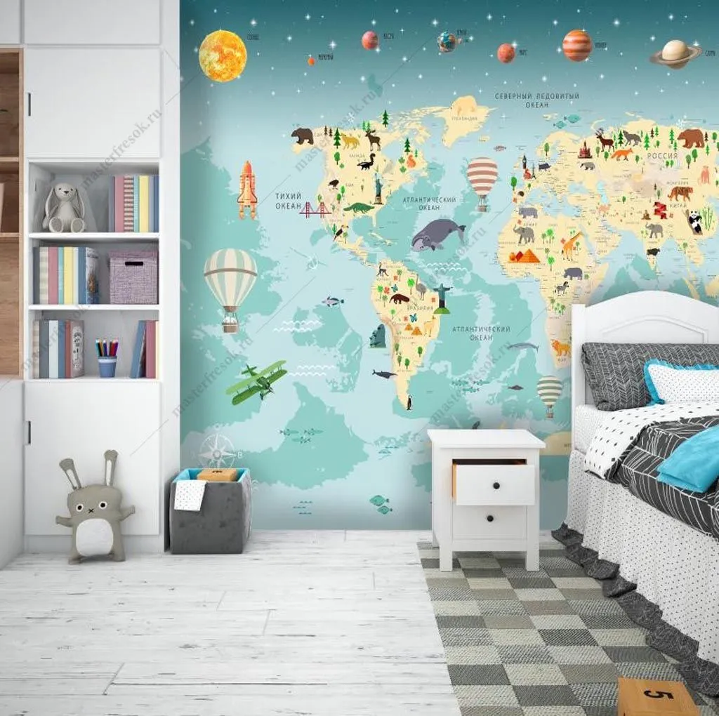 Фотообои Карта и планеты  12-1404