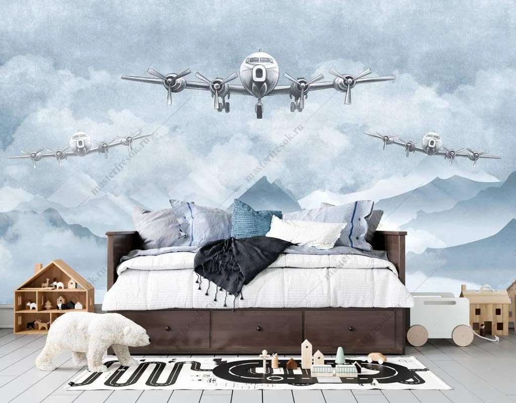 Фотообои в интерьере военные самолеты  12-1401 фото