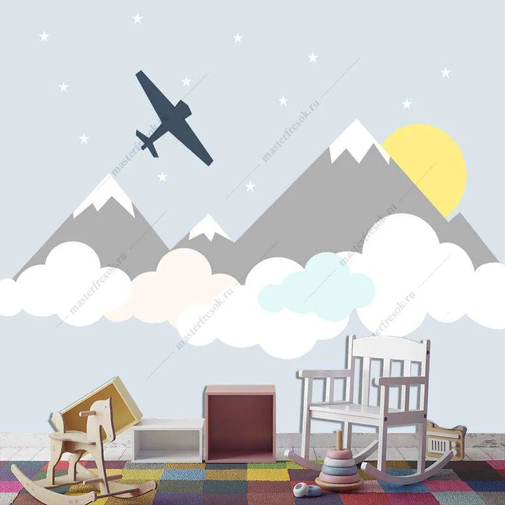 Фотообои в интерьере горы в облаках  12-841 фото