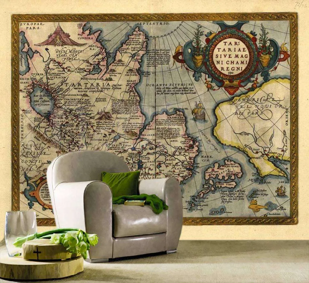 Фотообои в интерьере старинная карта острова на английском языке  9-423 фото