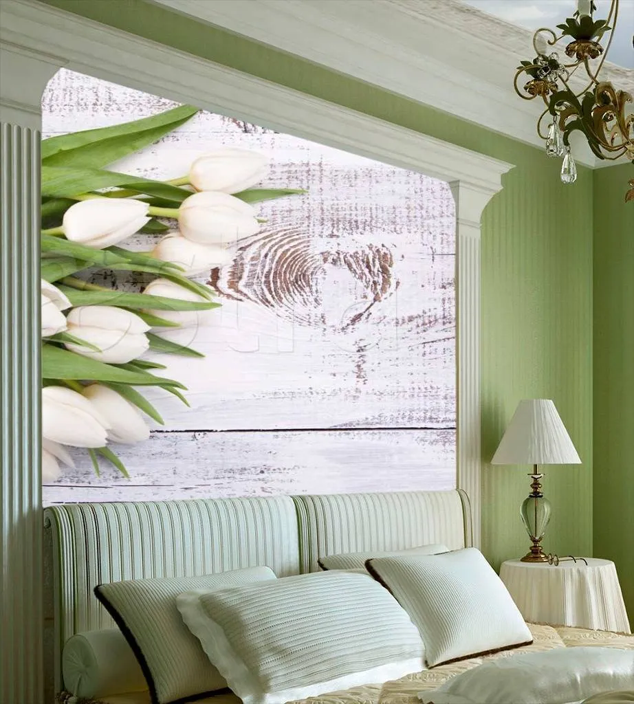 Фотообои Букет весенних белых тюльпанов  10-146