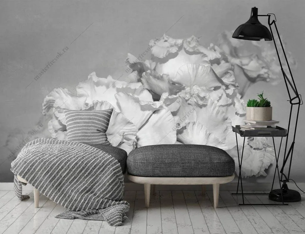 Фотообои Белые цветы 3д  9-1256