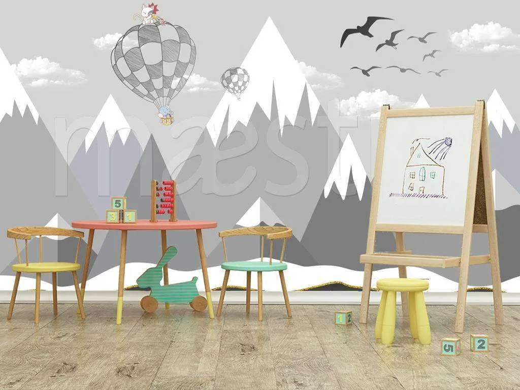 Фотообои в интерьере горы 3д серые  12-443 фото