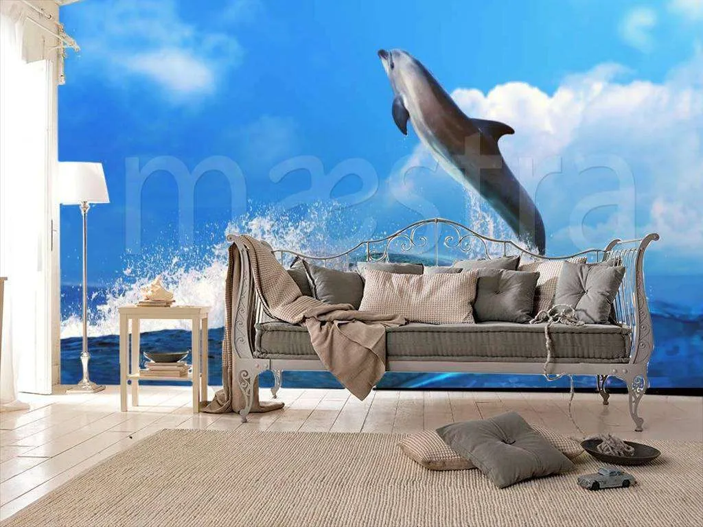 Фотообои Бесшовные обои на стену:  Дельфин в море. Артикул: 4-149  